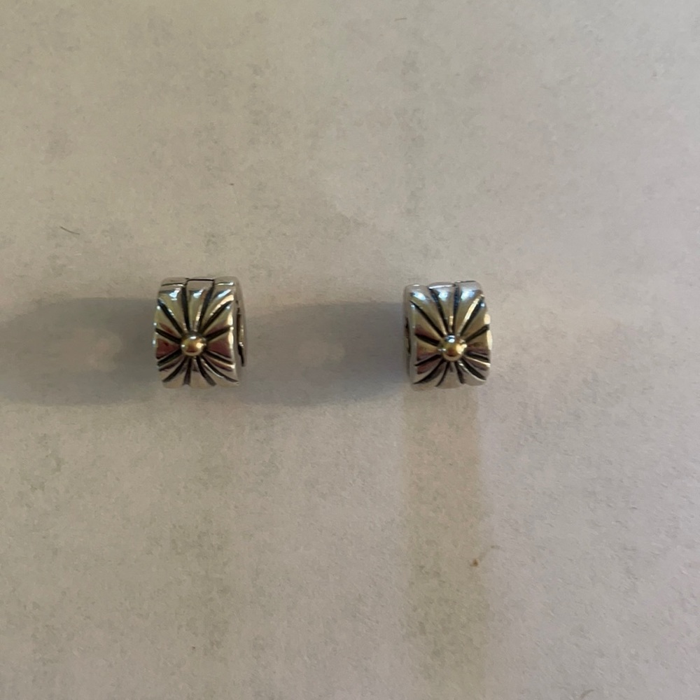 Authentic Pandora clips with gold beads